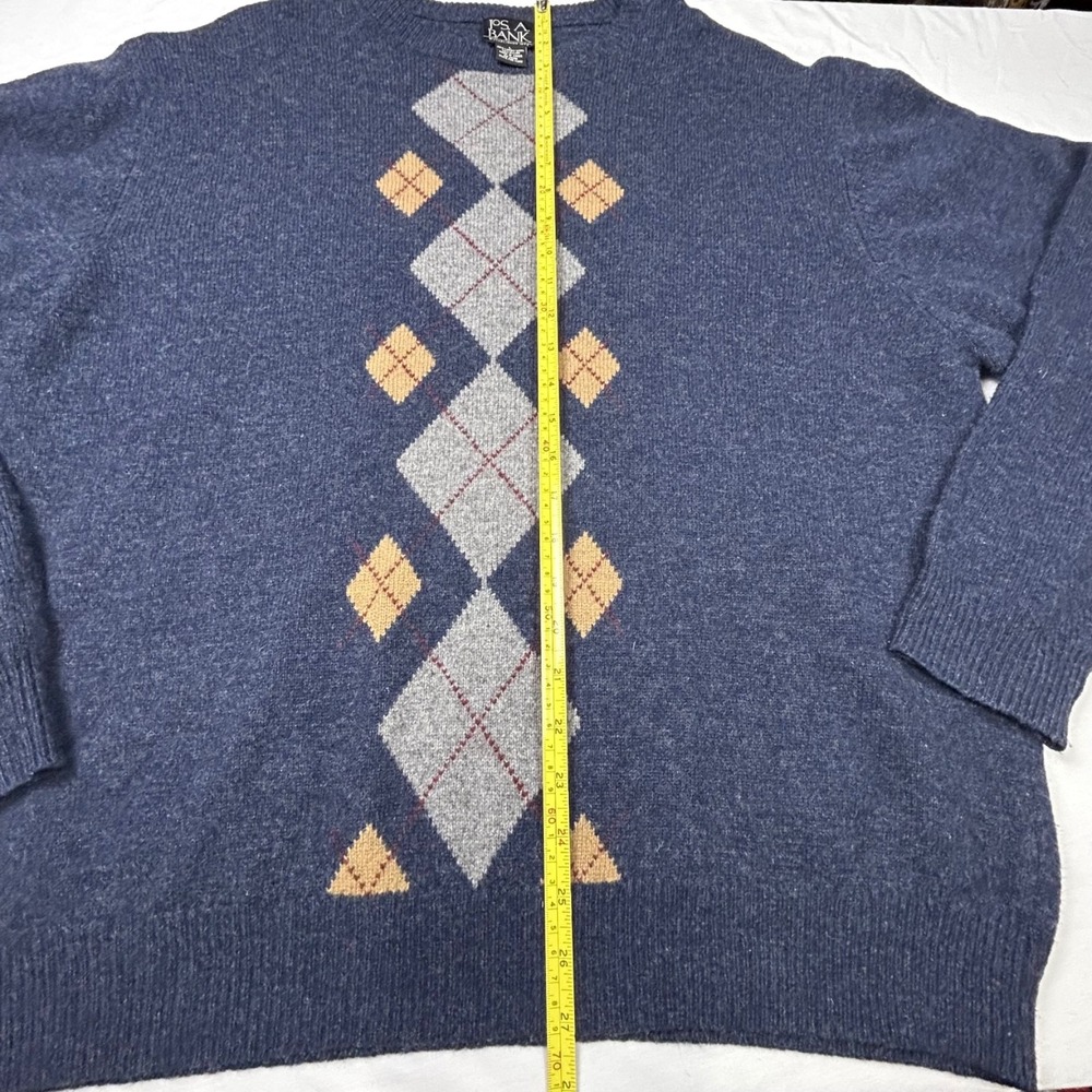 Jos A Bank Men's Lambswool Blend Crewneck Sweater Size L Preppy Argyle Golf - Picture 4 of 11